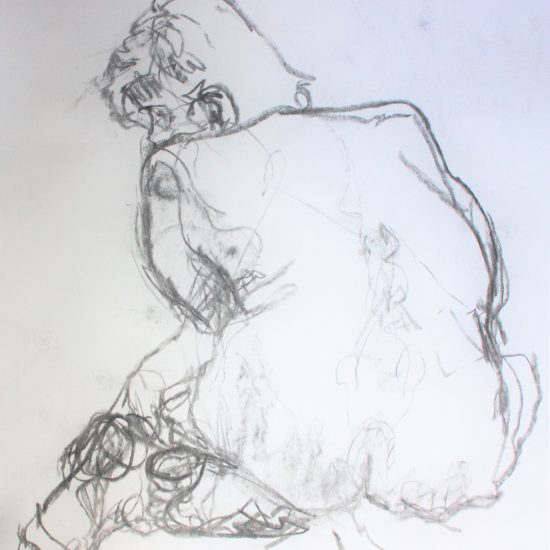 Lady back view crouching life drawing - Tolbiny 2