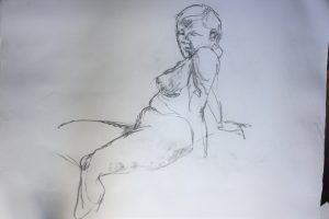 Lady leaning back life drawing - Tolbiny