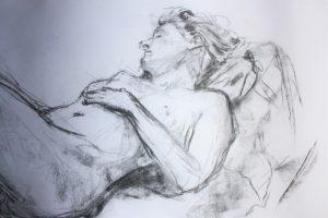 Lady lying life drawing - Tolbiny